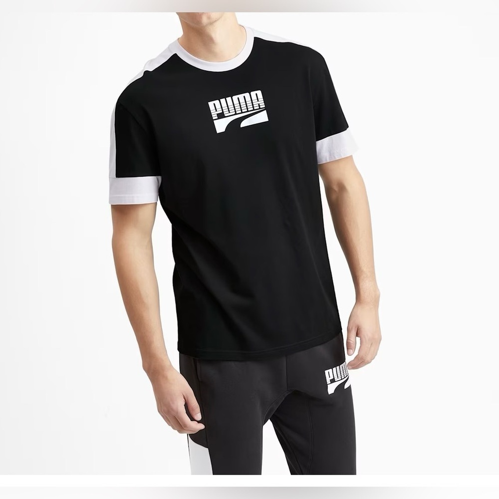 PUMA Men's Black CrewNeck Short Sleeve Tee